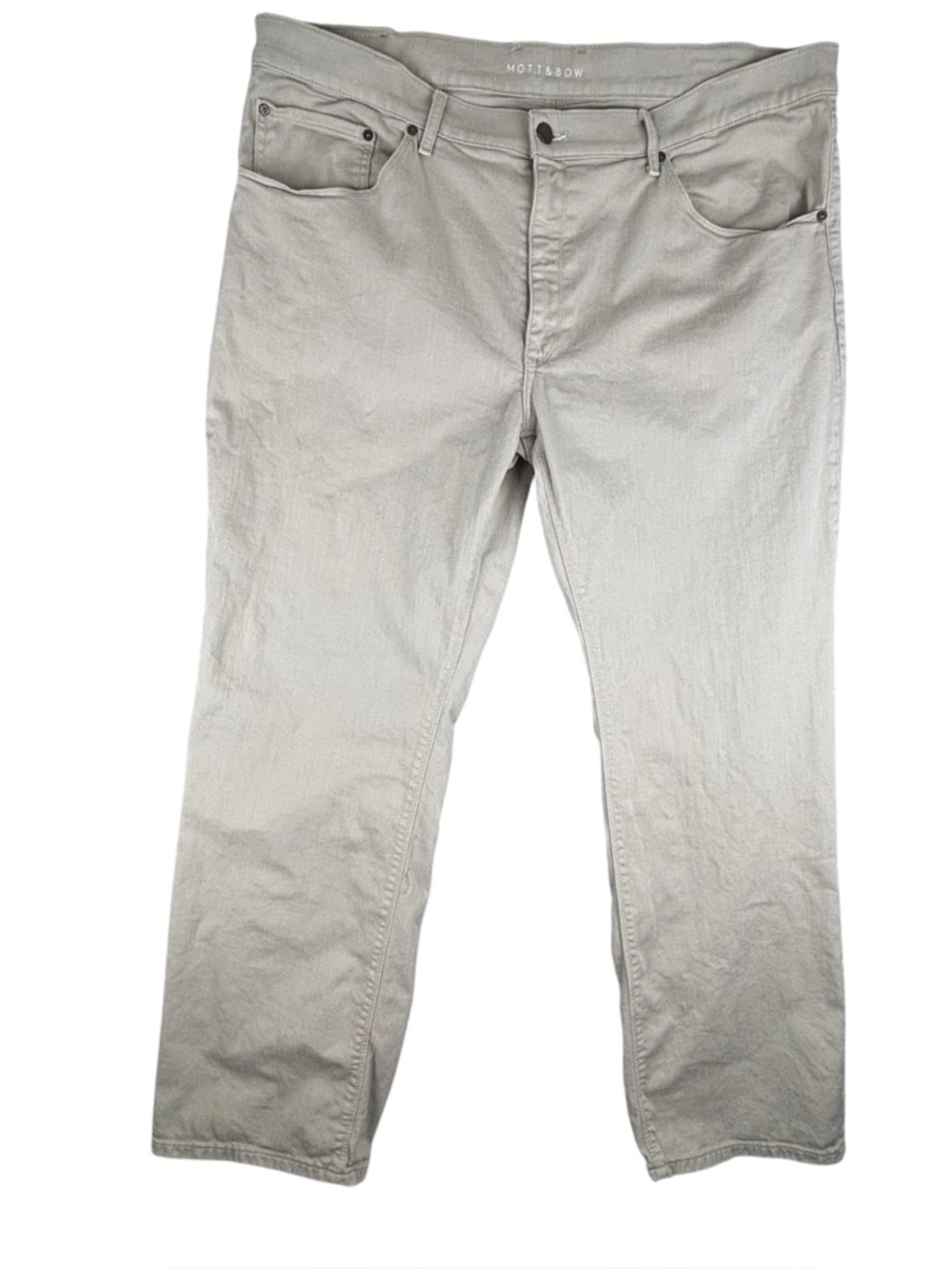 Mott and Bow Jeans Men 42X32 Light Khaki Mercer Straight Fit Stretch Twill